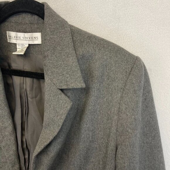 Valerie Stevens Wool & Cashmere Blazer Jacket Womens Size 12 Open Front Gray - Picture 8 of 11